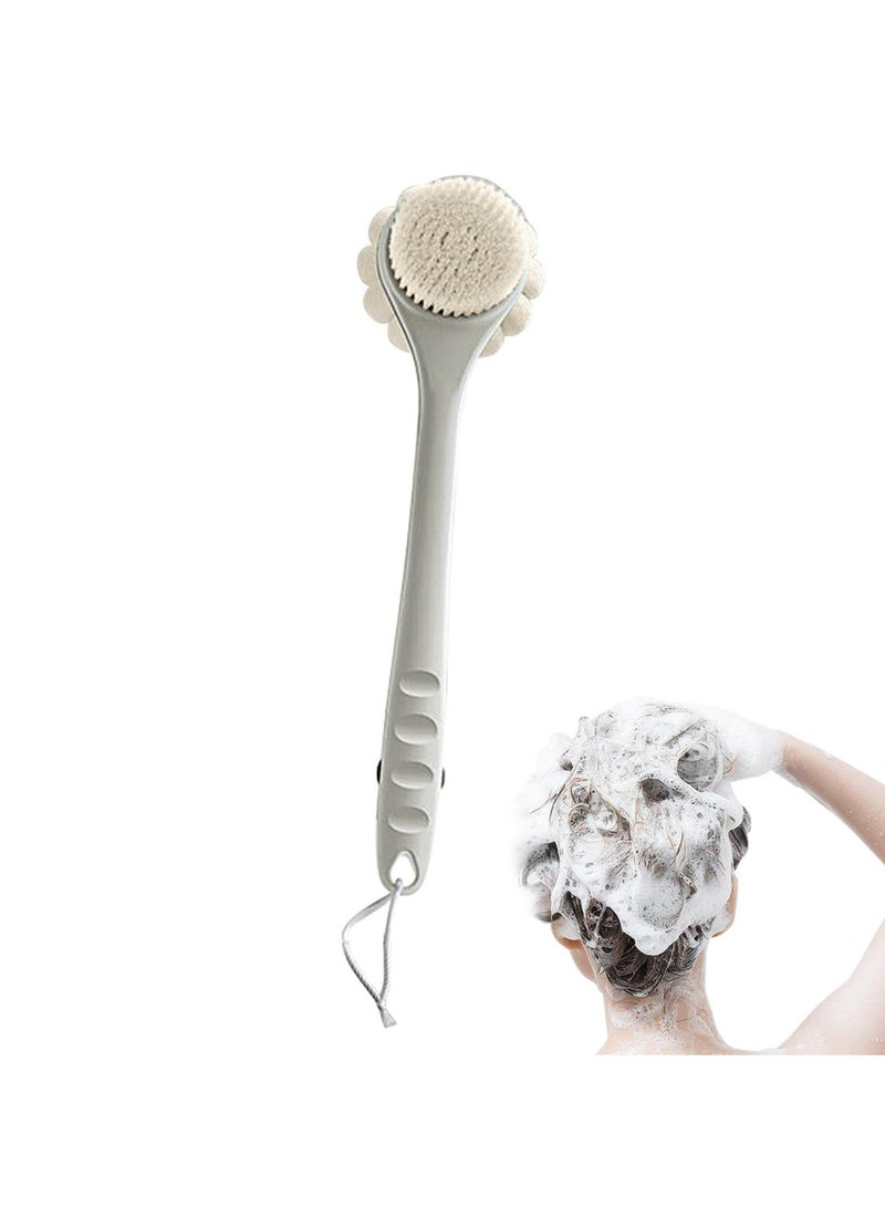 SYOSI Long Handle Bath Brush, Back Scrubber for Shower, Ergonomic 2 in 1 Body Brush, Shower Brush with 360 Degree Rotatable Handle for Exfoliate, SPA, Body Care, Back Brush for Home, Dormitory, Hotel