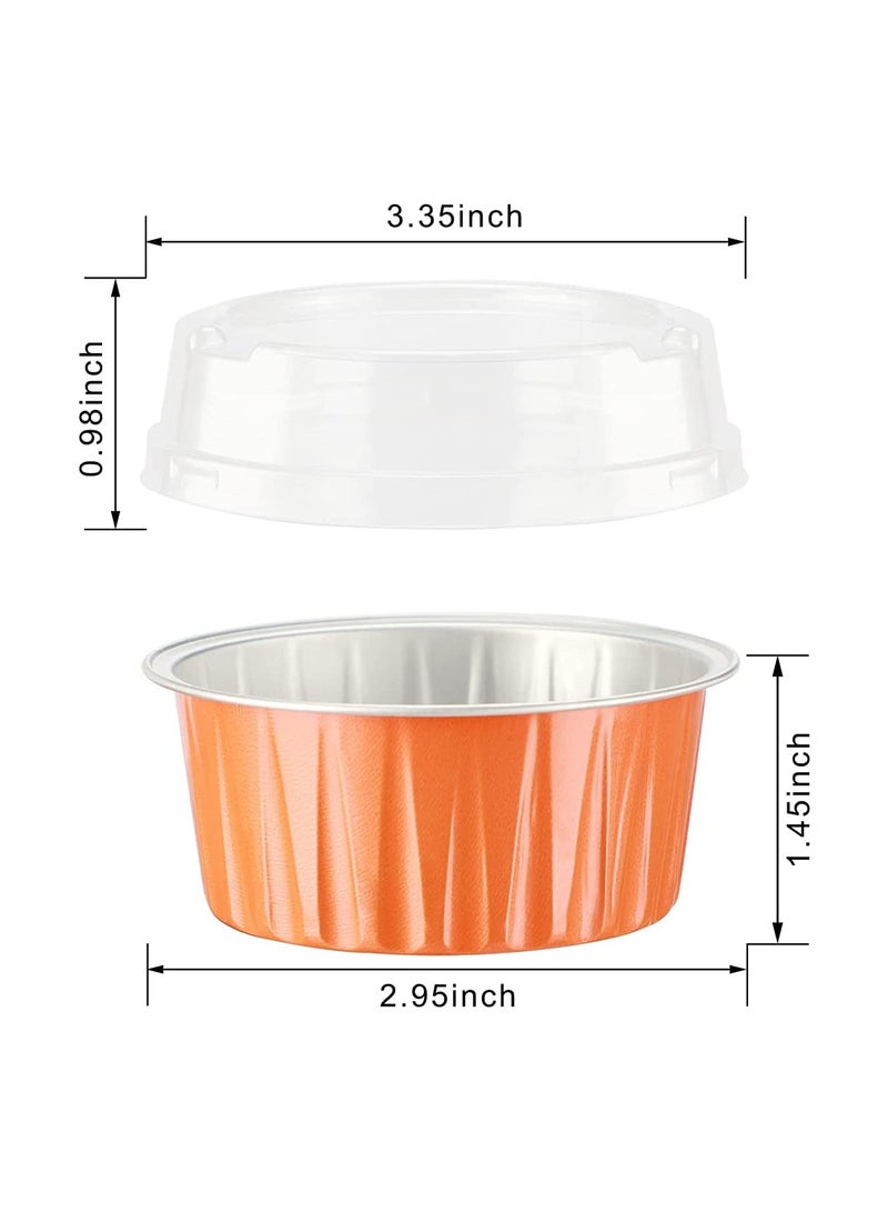 Cheesecake Container 50 Pcs 5 Oz Aluminum Foil Baking Cups Muffin Liners Disposable Ramekins Dessert Containers Cupcake with Lids Holders