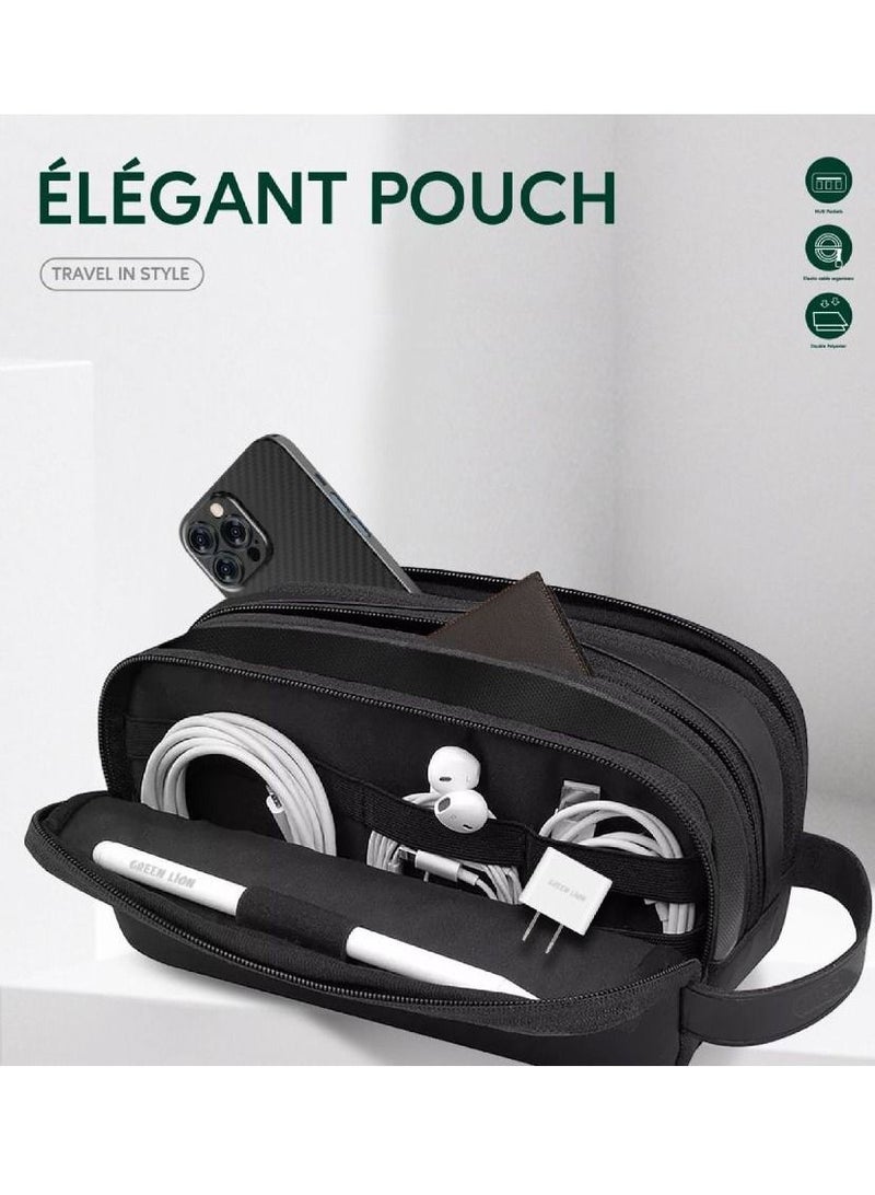 Elegant Pouch Travel In Style, Luxurious, Top Grade Material, Waterproof And Quick-Dry interior And Coating, Shock Resistance To Fall Off, Multifunctional Storage with Multi Pockets - Black