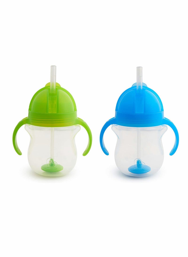 2 Pack Spill Proof Sippy Cups for Babies 6 Months and Up with Weighted Straw and Easy Grip Handles BPA Free 7 Ounce