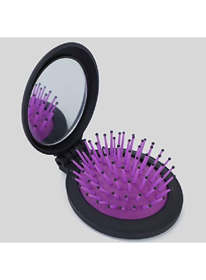 Travel Hair Brush Travel Brush Mini Hair Brushes For Women Small Hair Brush Folding Travel Comb Mirror Hairbrush For Women For Purse For Girls (Purple)