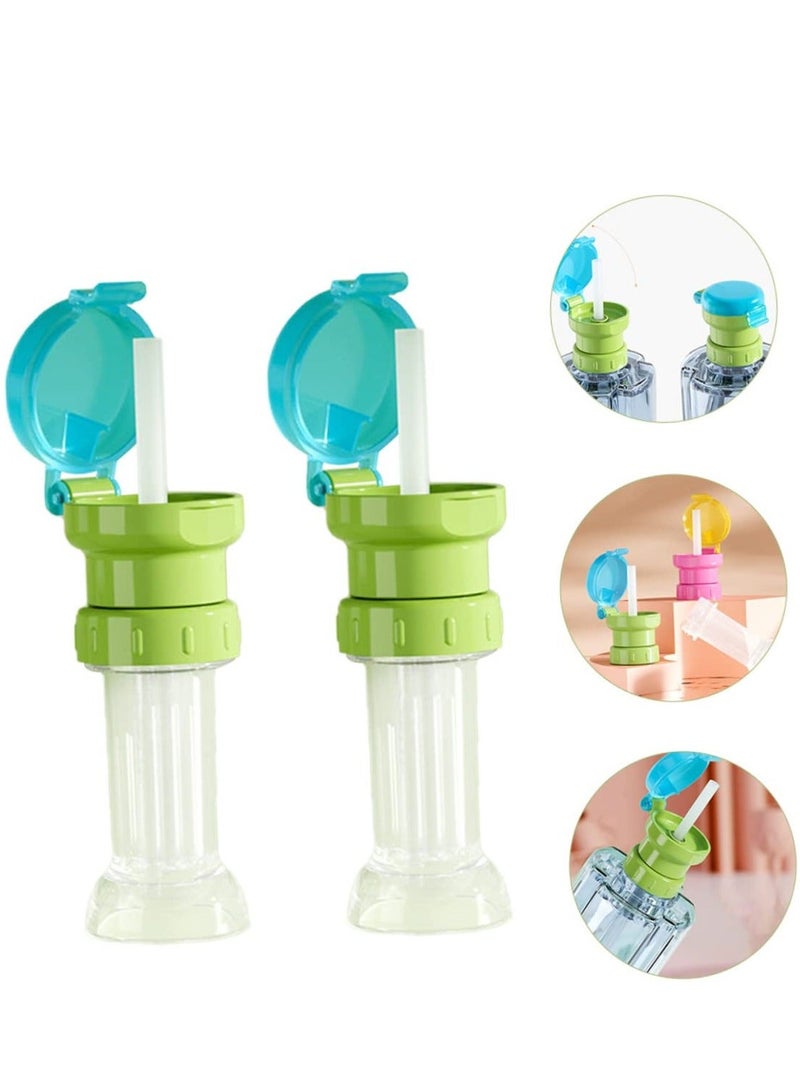 Silicone Straw Child Straw Cover Spill Proof Water Bottle with Sippy Lid and Soda Caps for Babies and Kids to Drink Water Silicone Hose Design Develop a Habit of drinking water Clear 2 pcs