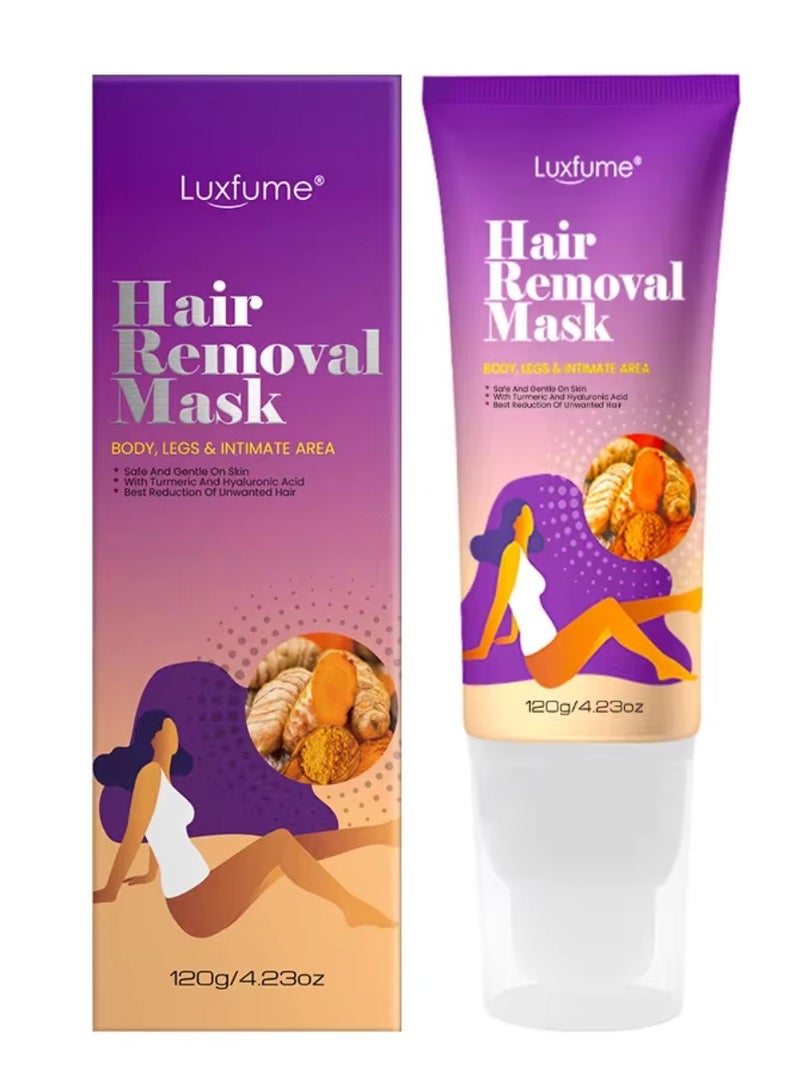 120g Hair Removal Cream for Arms Legs and Underarms Hair Removal Sensitive Hair Removal Cream Effective and Painless Soothing and Brightens Skin Turmeric Hair Removal Mask Cream