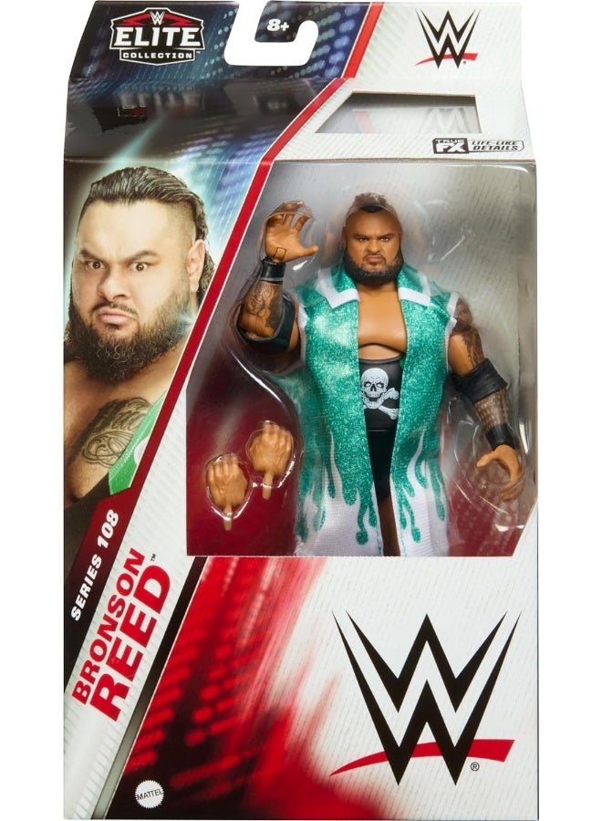 Mattel WWE Elite Action Figure & Accessories, 6-inch Collectible Bronson Reed with 25 Articulation Points, Life-Like Look & Swappable Hands