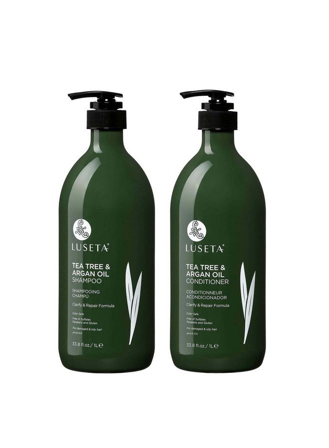 Luseta Tea Tree & Argan Oil Detangling Shampoo & Conditioner Set, 2 X 33.8 Oz