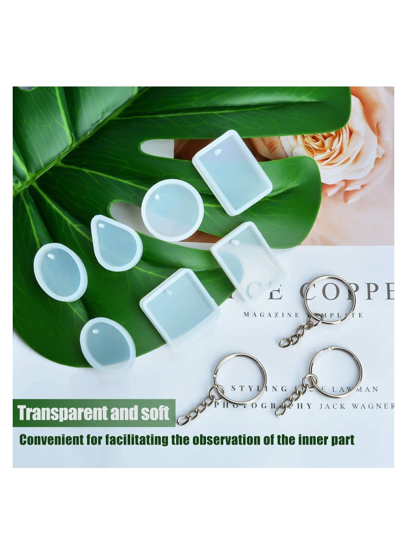 Silicone Resin Molds 20 Pcs for Jewelry Casting with Keychain Rings DIY Crafts Making or Homemade Kits Beginners
