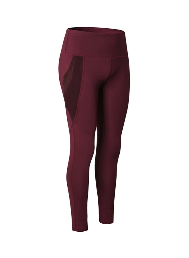 High Waist Yoga Leggings Burgundy