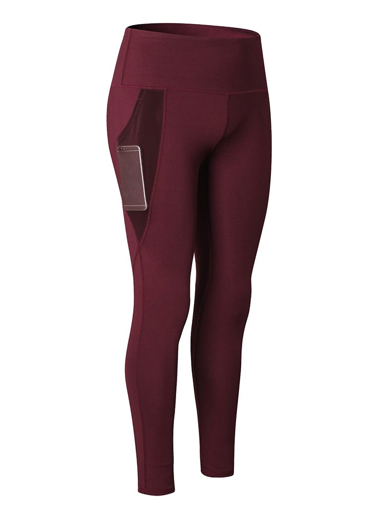 High Waist Yoga Leggings Burgundy