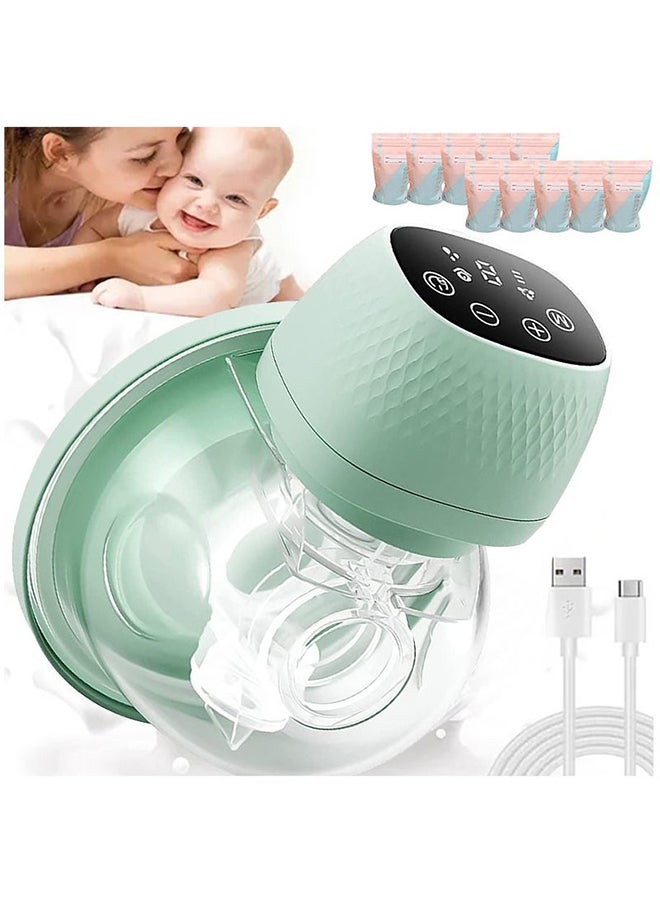 Portable Electric Breast Pump With 3 Modes And 9 Levels, Touch Screen, Green