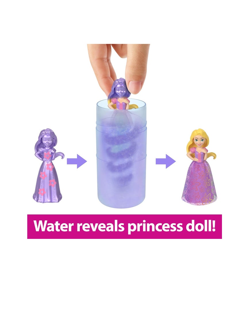 Disney Princess Toys, Small Doll Royal Color Reveal with 6 Surprises Including Scented Ring & 4 Accessories, Garden Party Series 1Piece (Dolls May Vary)