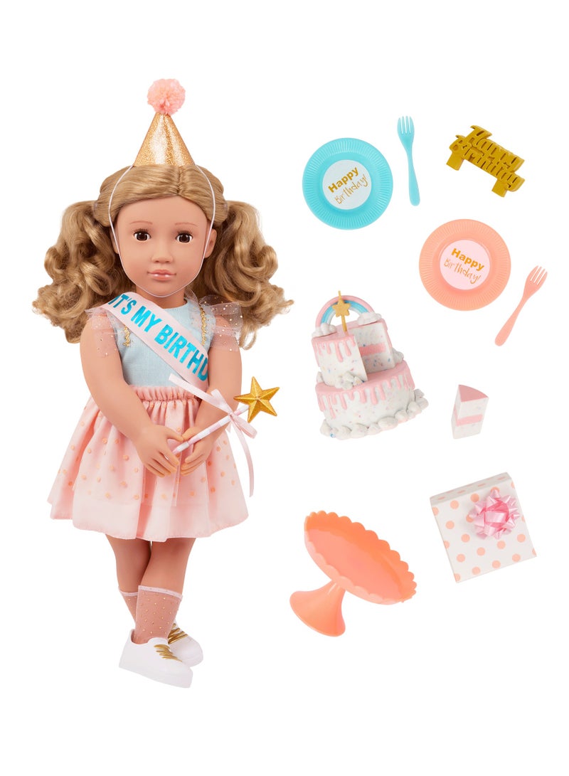Romy 18-Inch Fashion Doll – Party Fun and Creative Dress-Up | Soft Body with Movable Limbs, Fabric Clothing | Age  3 Years and Up