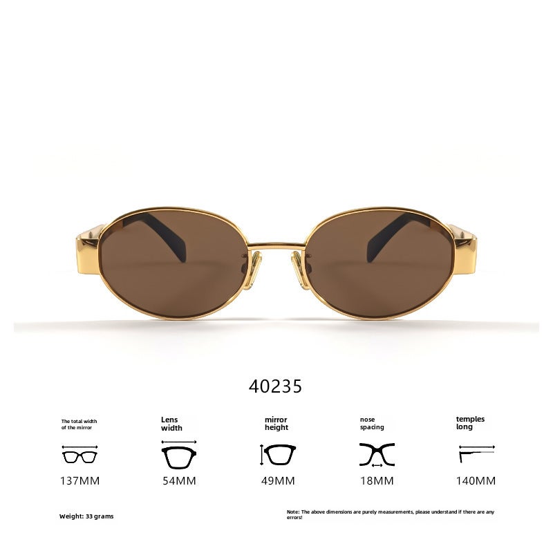 Chic Triumph Arch Oval Cat Eye Sunglasses UV ProtectionGold frame hawksbill leg/tea slice Gold frame hawksbill leg/tea slice