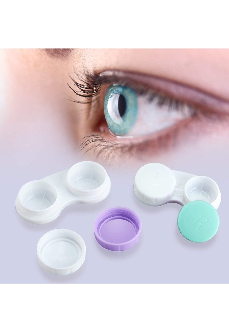 Contact Lens Case12PCS, Box Left/Right Eyes Holder Container, Outdoor Mini Soak Storage Kit for Travel&Home