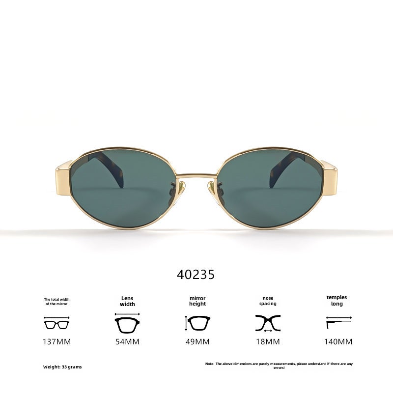 Chic Triumph Arch Oval Cat Eye Sunglasses UV ProtectionGold frame hawksbill leg/Green piece Gold frame hawksbill leg/Green piece