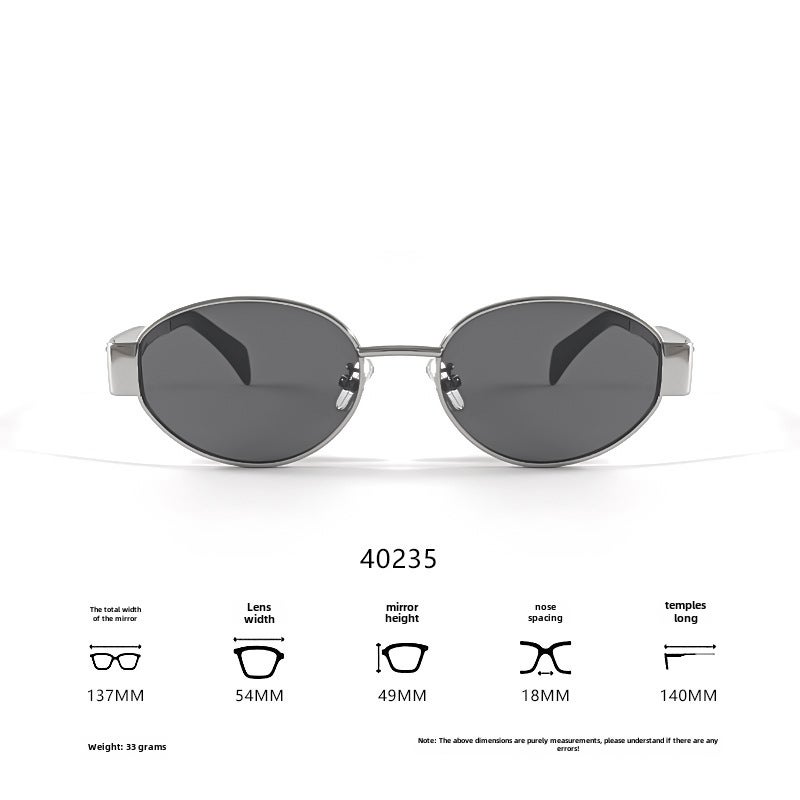 Chic Triumph Arch Oval Cat Eye Sunglasses UV Protection Silver frame black leg/gray