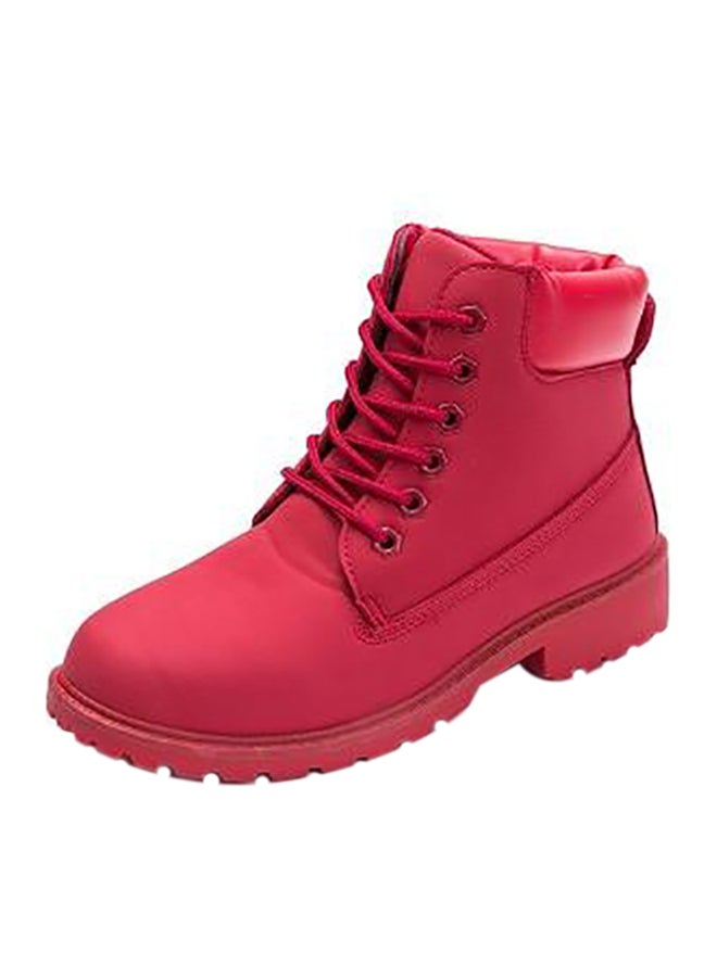 Low Heel Ankle Boots Red