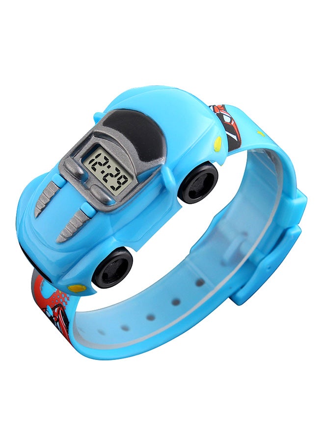 Boys' Car Shape Digital Watch 1241 - 28 mm - Light Blue