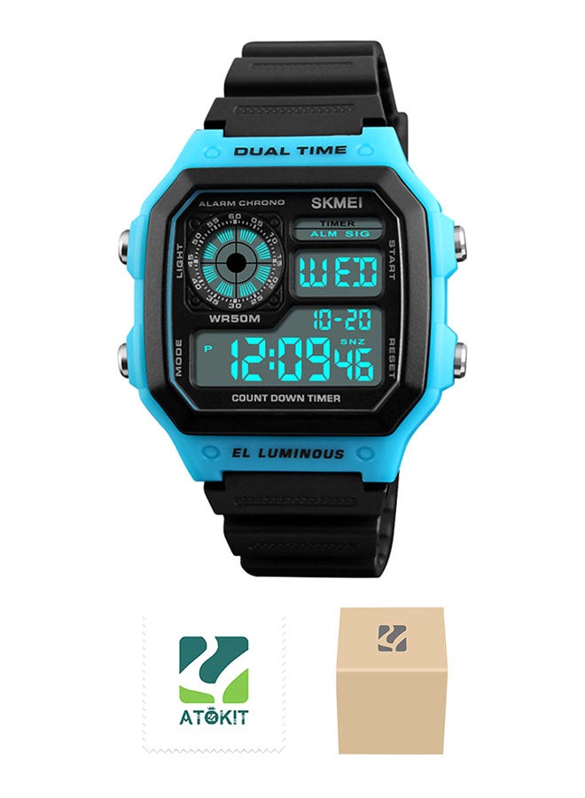 Boys' Outdoor Sports Waterproof PU Leather Digital Watch 1299