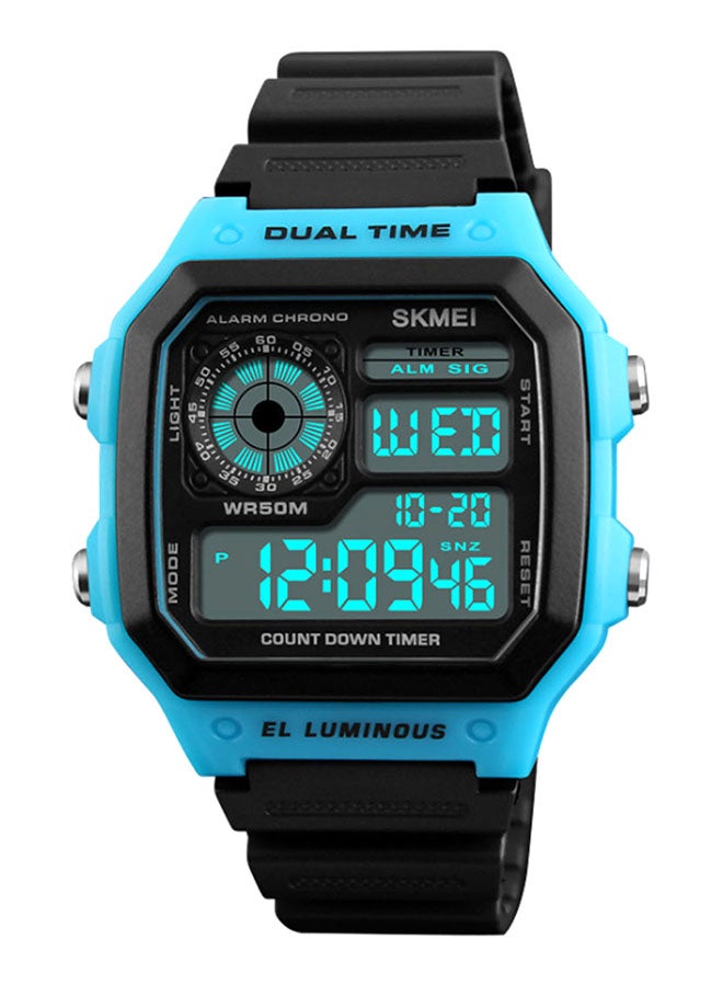 Boys' Outdoor Sports Waterproof PU Leather Digital Watch 1299