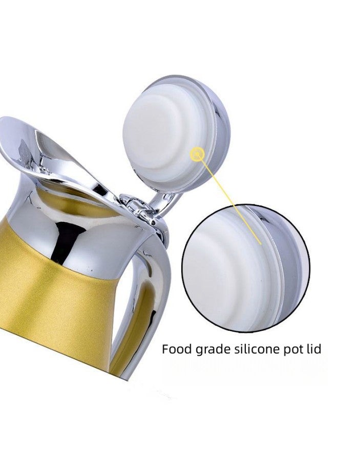 Tea and Coffee Thermos Stainless Steel/Gold 2 Liter, Vacuum Insulated Double Wall Stainless Steel Coffee Pot Tea Pot Stainless Steel Liner Thermos (Gold)