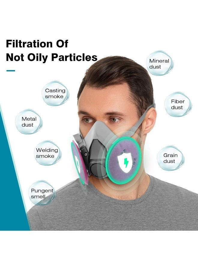 Half Facepiece Reusable Respirator with 2097 Filters Against Dust, Particle, Pollen, Lead Paint  Asbestos