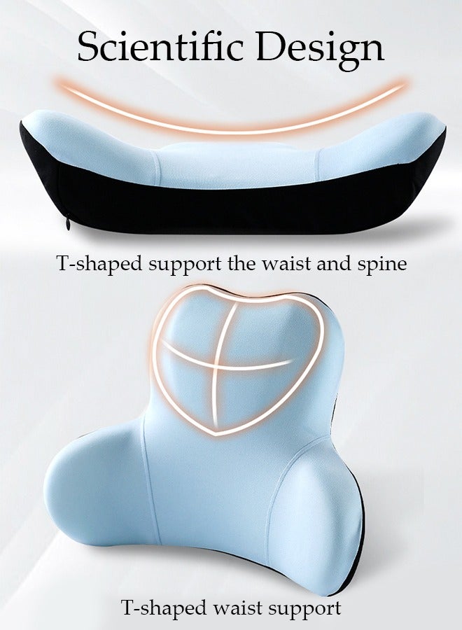 Lumbar Support Pillow for Office Car Back Support Pillow with Memory Foam Pad Back Cushion for Back Pain Relief Improve Posture Cushion
