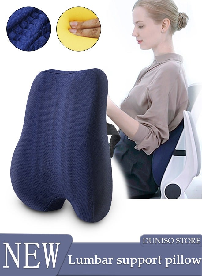 Adjustable Lumbar Support Pillow Improve Lower Back PainRelief and Sitting Posture Adjustable Slider Ergonomic Memory Foam Back Cushion for Long Sitting for Office Chair Car Plane