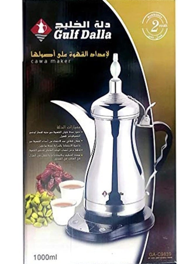 Gulf Dalla - Electric Coffee and Tea Maker Machine (1000ml, Silver)