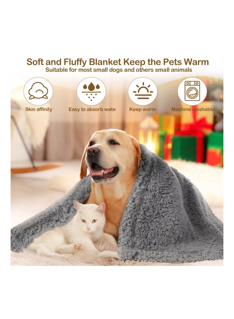 6 Pieces Blankets Fluffy Fleece Dog Blanket Puppy Blanket for Small Medium Dogs Cat, Soft and Warm Pet Blanket, Anxiety & Stress Relief Blanket for Dog Cat, Gray/Beige/Khaki 31 x 24 Inch