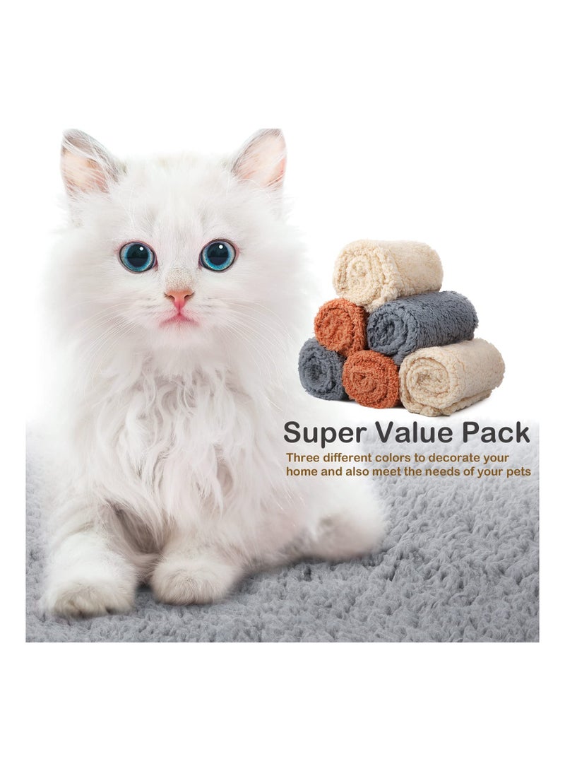 6 Pieces Blankets Fluffy Fleece Dog Blanket Puppy Blanket for Small Medium Dogs Cat, Soft and Warm Pet Blanket, Anxiety & Stress Relief Blanket for Dog Cat, Gray/Beige/Khaki 31 x 24 Inch