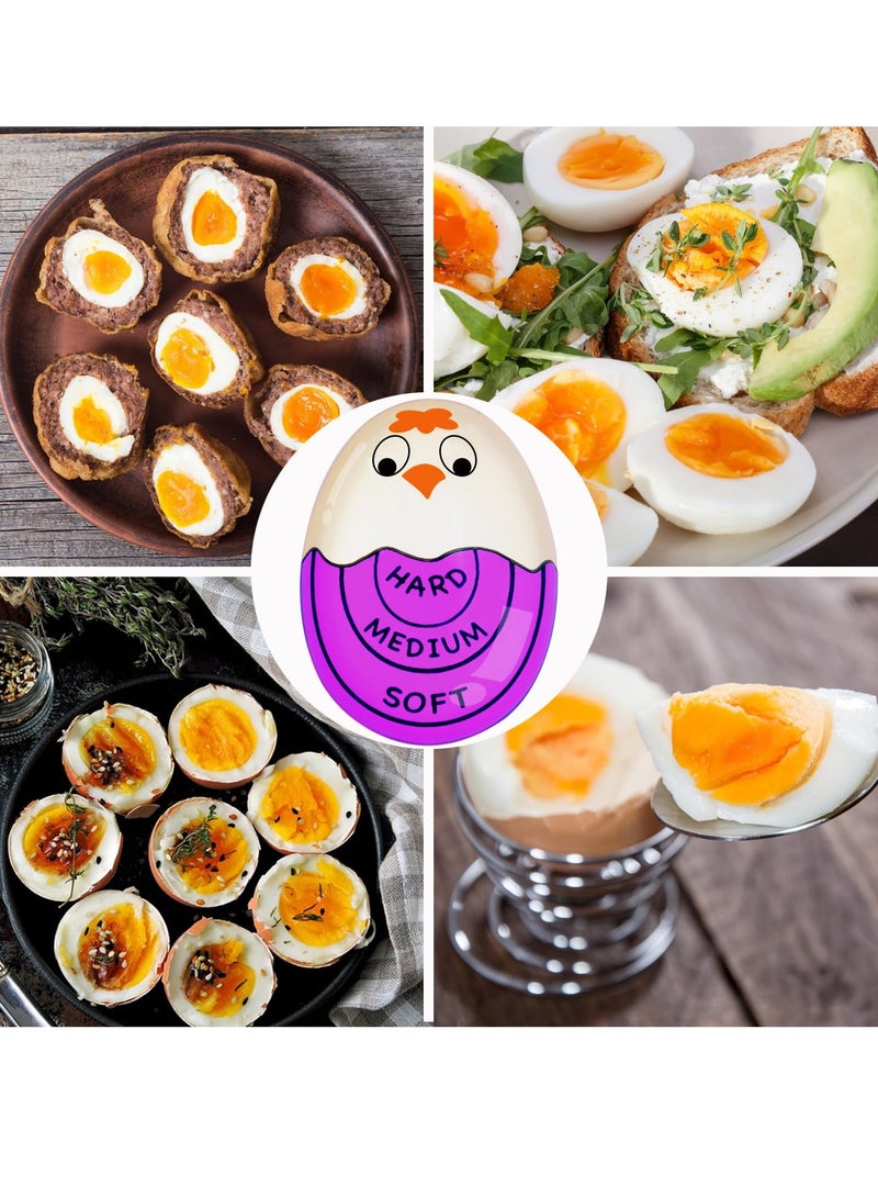 3 PCS Egg Timer for Boiling Eggs Soft Hard Boiled Egg Timer That Changes Color When Done(Purple)