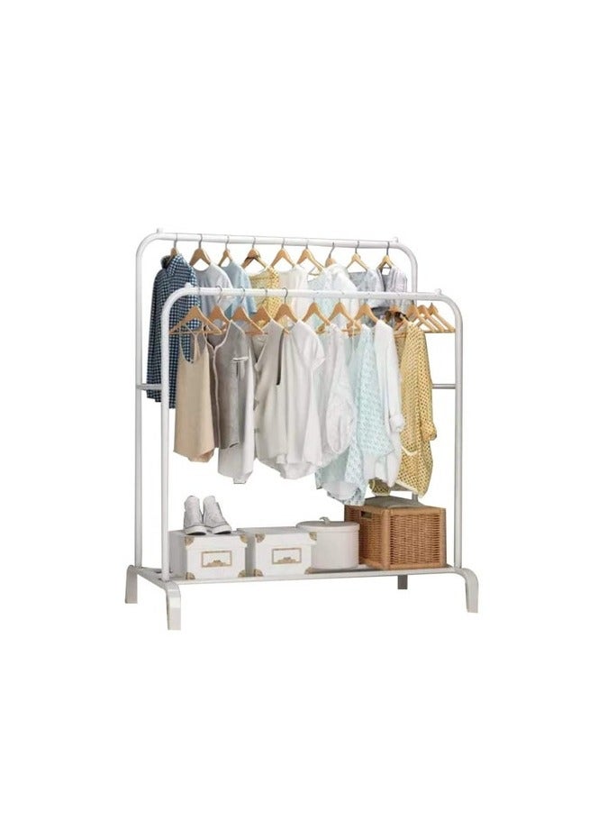 Simple Clothes Drying Rack Floor Metal Shoe Rack Hanger Indoor Bedroom Storage Rack Multi-functional Hanger white