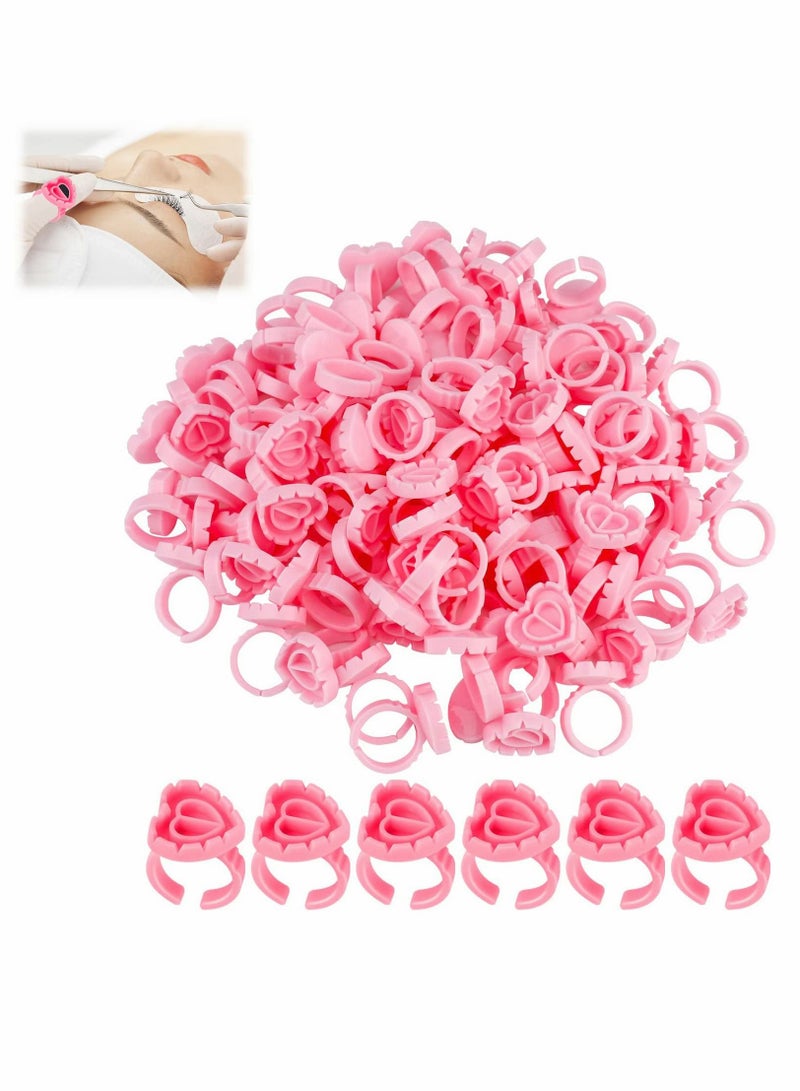 Lashes Glue Ring ,Disposable Rings, Pink Cup Plastic Makeup Holder, Suitable for applying lipstick (100 Pcs)