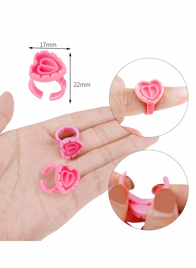 Lashes Glue Ring ,Disposable Rings, Pink Cup Plastic Makeup Holder, Suitable for applying lipstick (100 Pcs)