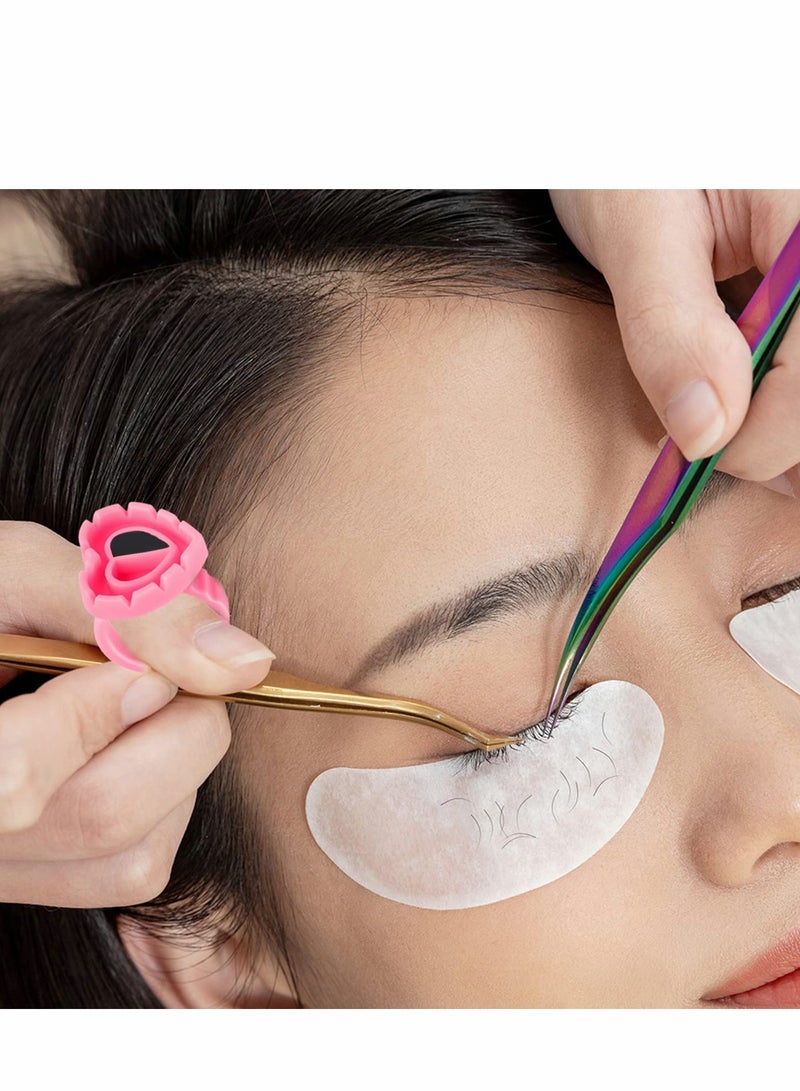 Lashes Glue Ring ,Disposable Rings, Pink Cup Plastic Makeup Holder, Suitable for applying lipstick (100 Pcs)