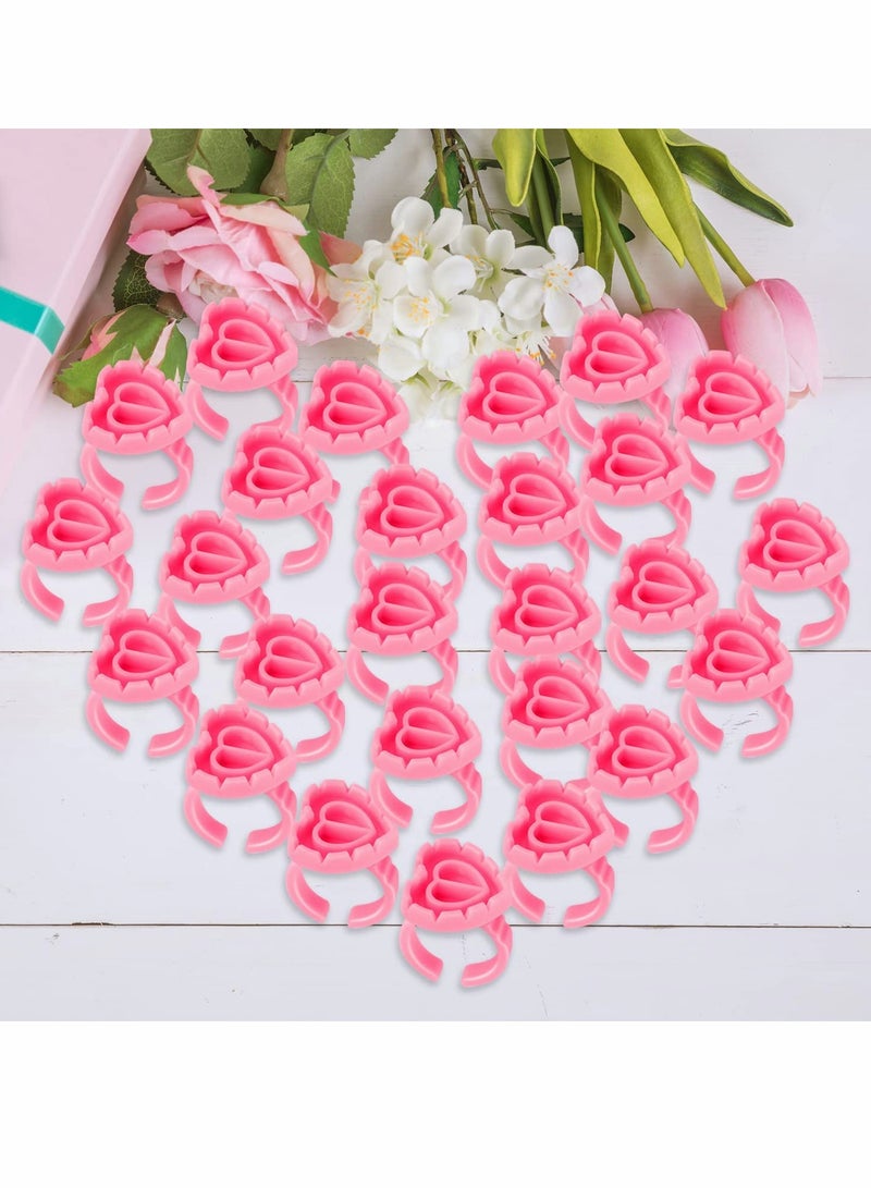 Lashes Glue Ring ,Disposable Rings, Pink Cup Plastic Makeup Holder, Suitable for applying lipstick (100 Pcs)