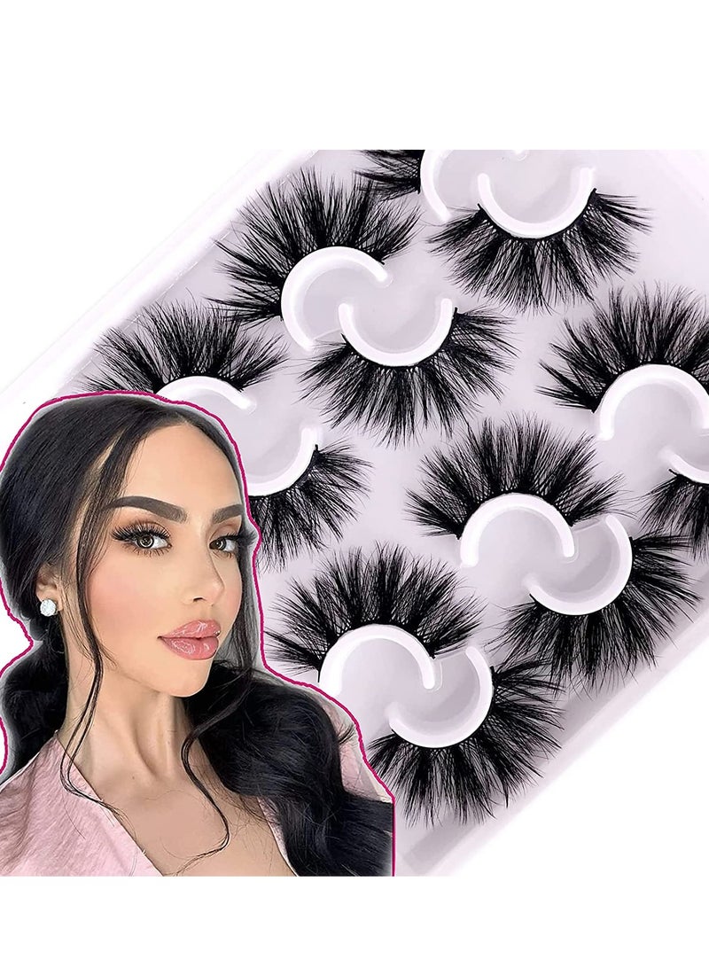 False Eyelashes 6 Pairs Fluffy Natural Faux Mink Strip 3D Lashes Long Thick Volume Fake Eye Lash Multipack