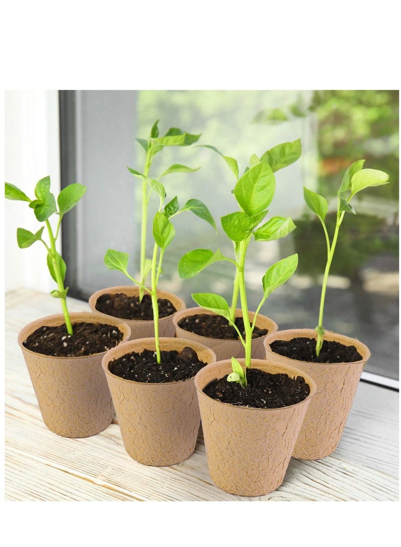 Peat Pots Seed Starter Eco-Friendly Enhance Aeration with Plant Tags for Home Plant Starters Biodegradable Seedling Peat Pots for Plants Seed Starter, Indoor Planting Cups for Seedlings