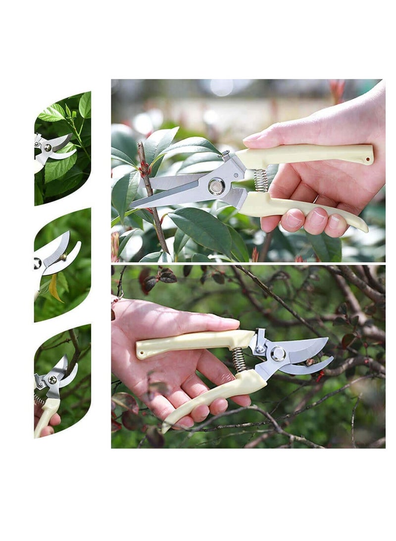 Garden Pruning Shears Set - 2 Pack, 1 Bypass Pruner+1 Straight Blade Scissors, Sharp for Cutting Flowers, Trimming Plants, Bonsai, Fruits Picking