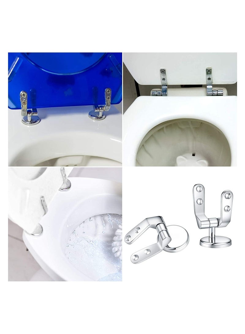 Toilet Seat Fittings Zinc Alloy Toilet Seat Hinges Replacement Hinge with Fittings and Repair Parts Chrome Finished Toilet Seat Hinge Fixings for Most Wooden Resin MDF Toilet Seat