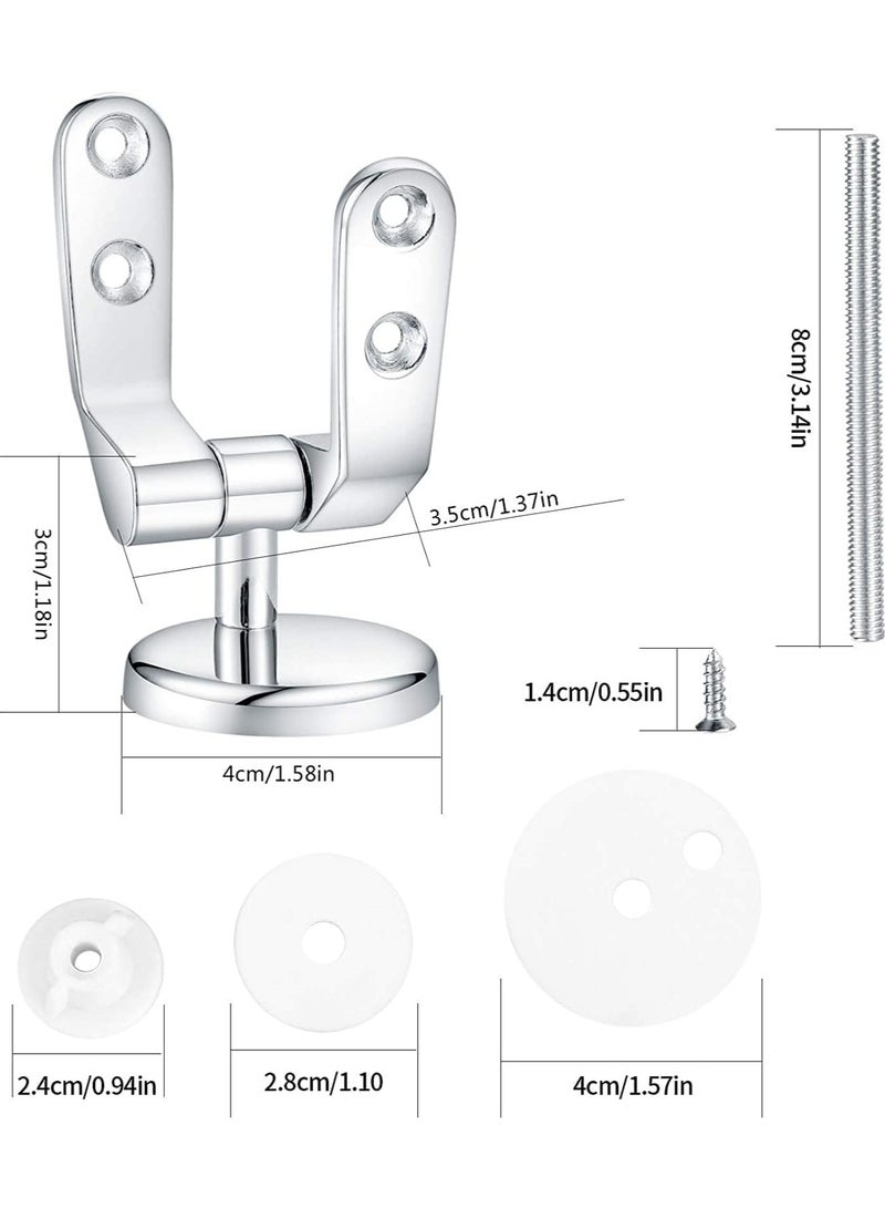 Toilet Seat Fittings Zinc Alloy Toilet Seat Hinges Replacement Hinge with Fittings and Repair Parts Chrome Finished Toilet Seat Hinge Fixings for Most Wooden Resin MDF Toilet Seat