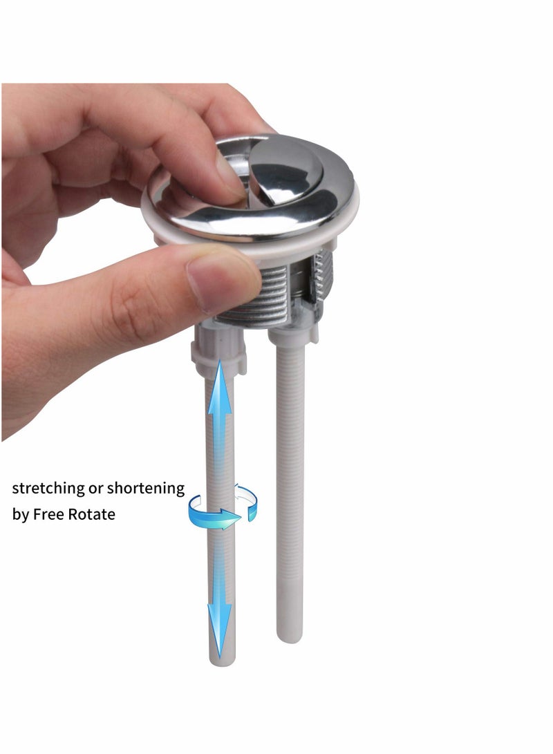 Dual Push Toilet Flush Button, Plastic Adjustable Top Water Tank Buttons Rods Button with 38mm Hole in the Cistern Lid, Thread for Replacement Accessories