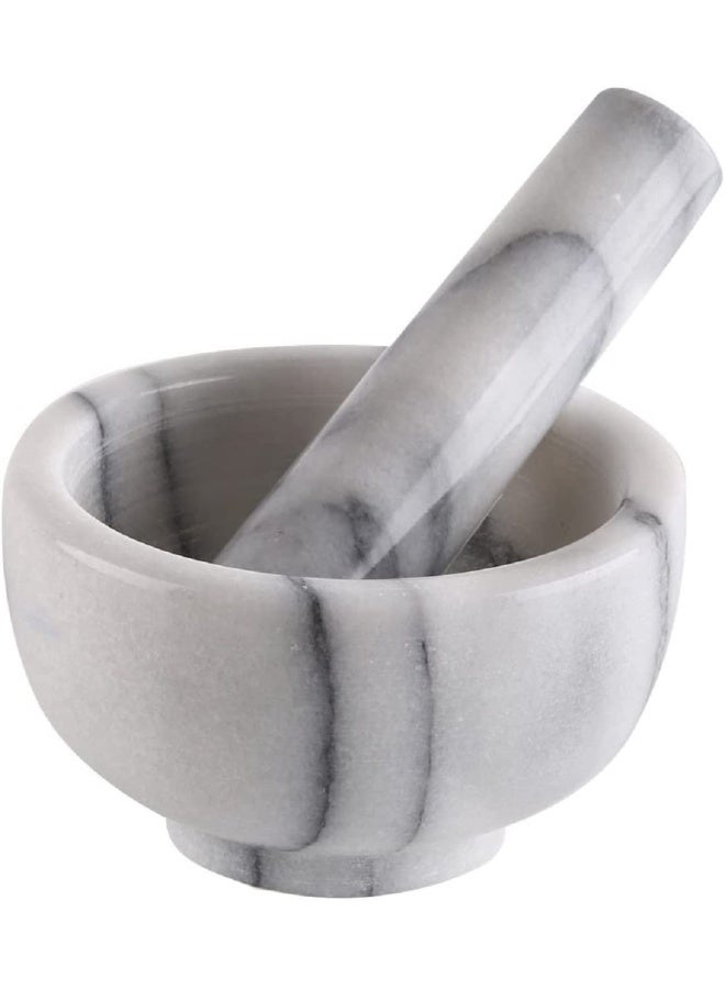 Greenco Mortar And Pestle Set  White Marble Stone Mortar And Pestle Grinding Bowl  Small 4.5 Inches  Kitchen Essential For Spices  Guacamole And More