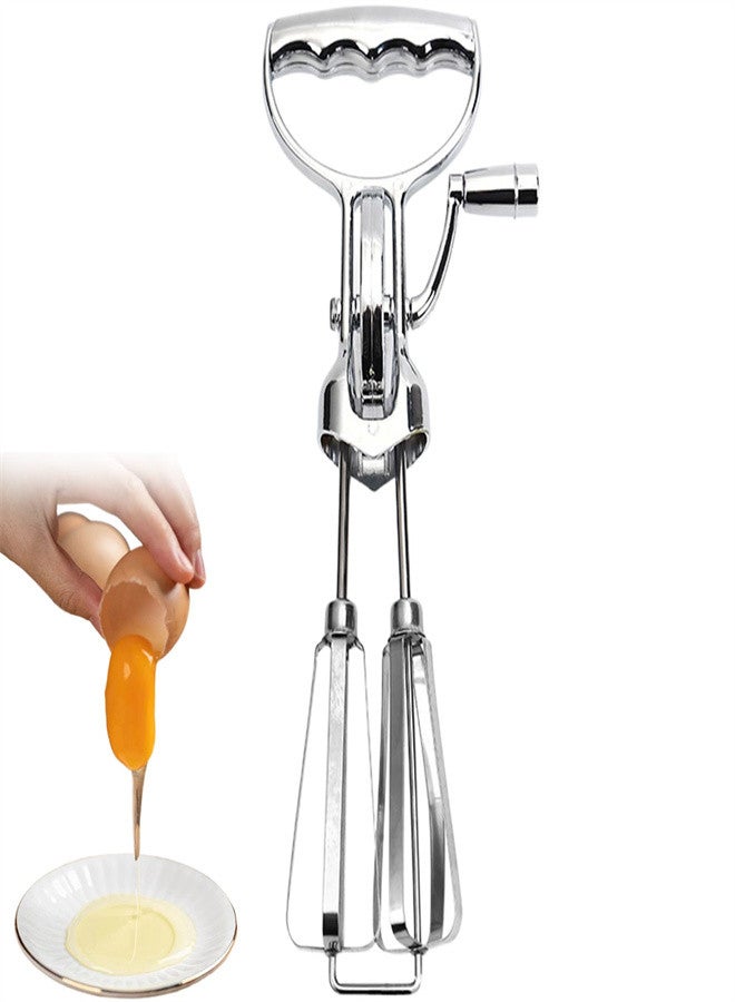 Egg Beaters Hand Cranking, Handheld Roller Egg Whisk, 12 Inch Manual Hand Mixer, Rotary Egg Mixer with Double Heads, Labor-saving Stainless Steel Hand Beater for Home Kitchen