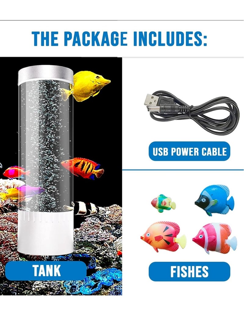 Bubble Fish Lava Lamp | Desktop Sensory LED Bubble Lamp | Color Changing Aquarium lamp | Artificial Fish Tank with Moving Fish, Sea Horse, Jellyfish | Gift for Kids, Adults, ADHD & Autism