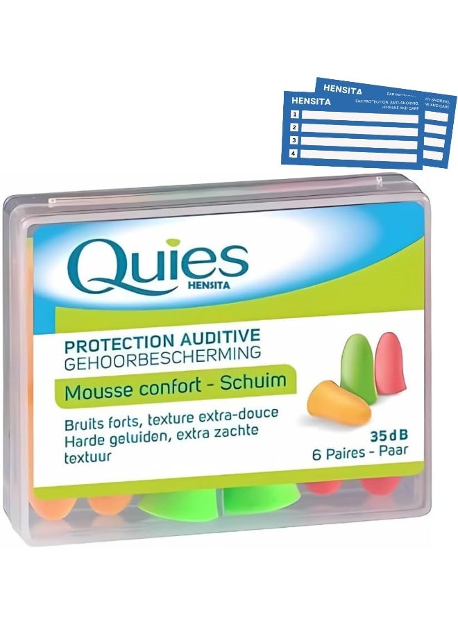 Quies Soft Foam Ear Protection Plugs 35Db Pack Of 6 Pairs