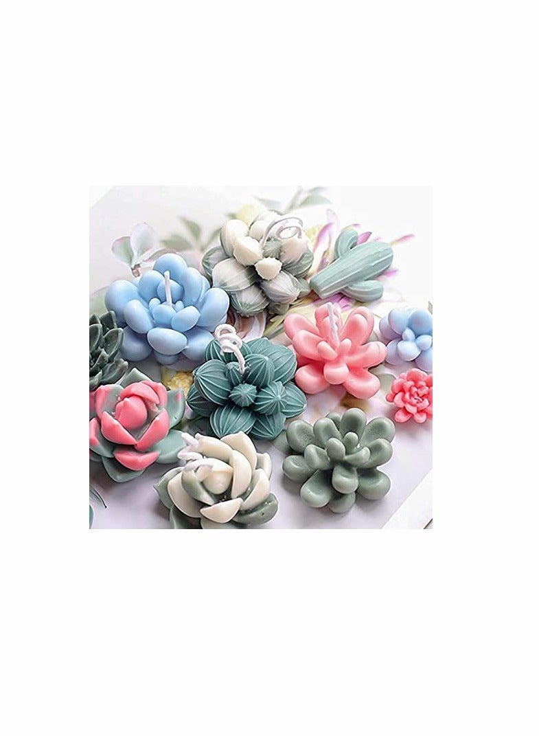 4 Pcs Succulent Silicone Moulds Plants Mould for Making Cake Decoration DIY Candle Fondant Soap Chocolate and Epoxy Resin Crafts