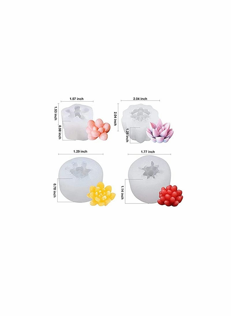 4 Pcs Succulent Silicone Moulds Plants Mould for Making Cake Decoration DIY Candle Fondant Soap Chocolate and Epoxy Resin Crafts