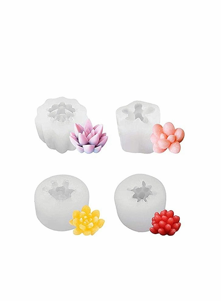 4 Pcs Succulent Silicone Moulds Plants Mould for Making Cake Decoration DIY Candle Fondant Soap Chocolate and Epoxy Resin Crafts