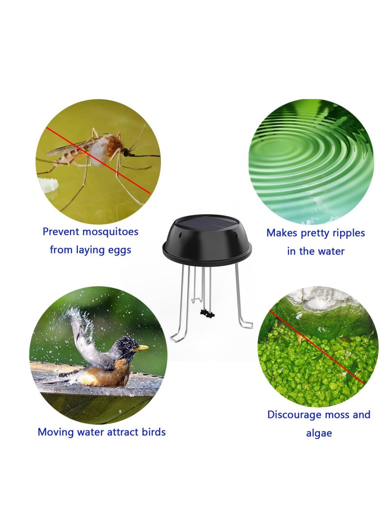 Solar Powered Bird Bath Water Agitator for Outdoor Garden Decor and Fish Tanks with 3 Fixers